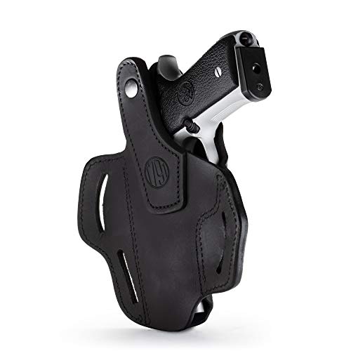 1791 - Beretta 92Fs Thumb Break Holster - Right Handed Owb Leather Gun Holster - Fits Beretta 92Fs, 90Two, M9 / Cz 75,75B P07, P10, Sp-01, P09 (Bhx-4) (Stealth Black) #TOP1