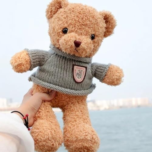 Brinquedo Ursinho Pelúcia Infantil C/Roupinha de Lã Fofinho Caste...