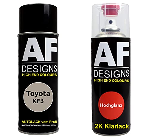 Autolack Spraydose Set für Toyota KF3 Beige Shining Flake Metallic 2K Klarlack Basislack Sprühdose Spraydosen 2x400ml