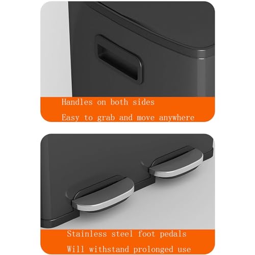 Cubo de basura rectangular 40 litros con doble compartimento 2 compartimentos 20 acero dorado 3