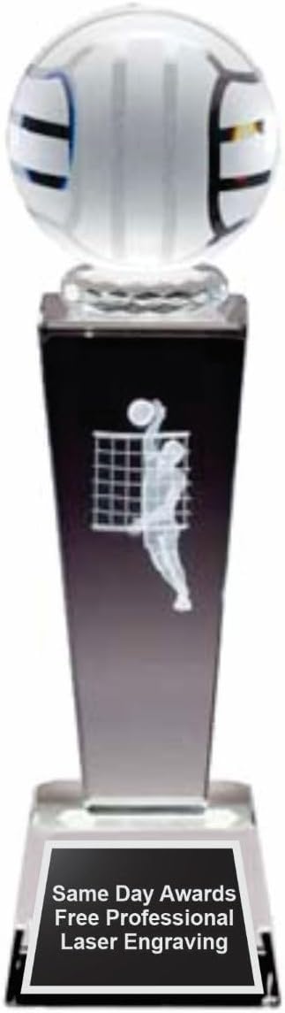 Crystal Collegiate Sports Trophy - 8.75 Inch Custom Engraved Award Gift for Player Team & Coach Recognition for Leagues Tournaments Championships