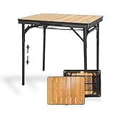 camp LIFE Campingtisch klappbar Mera aus Bambus 60x45 cm | Extrem Leichter & Kompakter Gartentisch Wetterfest | Eleganter Klapptisch mit Ablagenetz | Camping Tisch Ideal für Terasse, Garten & Reisen