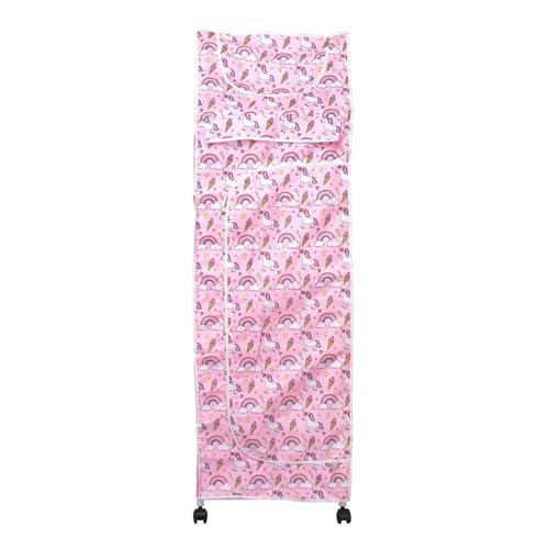 Image of YouCopia Baby Wardrobe Plastic Kids Storage Rack with Fabric Cover & Wheels | 6-Tier Plastic Shelves Organizer | Toy, Book & Clothes Storage Cabinet for Kids Room (Unicorn)