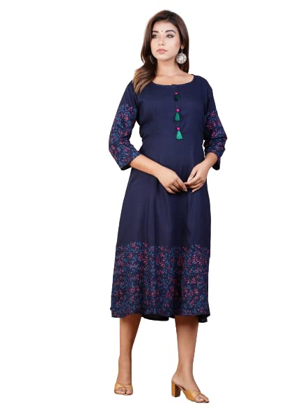 Rayon Printed Frock Flair Regular Kurti