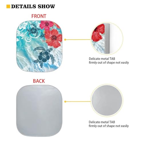 Image of Hibiscus Turtle Windshield Sun Shade Foldable 2 PCS Sunshade Visor Car Windshield Sunshades Easy Installation Front Window Sun Shade Blocks UV Rays and Keeps Your Vehicle Cool