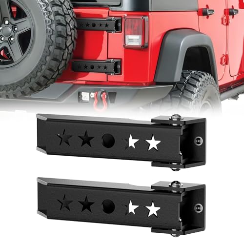 YZONA Heavy Duty Reinforced Tailgate Hinge Set Compatible with 2007-2018 Jeep Wrangler JK JKU Unlimited 2 PCS Steel Rear Door Hinges Tail Gate Hinge Bracket for 2/4 Door (Black)