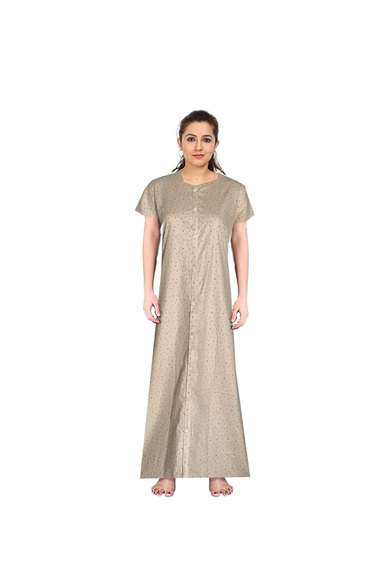 Buy SANTHIEXPORT Cotton Nighties Printed Maxi Full Open Nighties Front