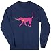 ChalkTalkSPORTS Field Hockey Long Sleeve T-Shirt | Fetch the Field Hockey Dog | Navy | Medium