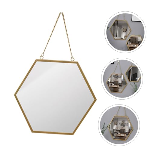 Miroir hexagonal mural noir métal pour salle de bain design géométrique chic