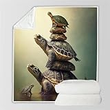 RFFLUX 3D Schildkröte Kuscheldecke 100x130 cm Microfaser Flanell Decke Schildkröte Wohndecke Sommer Leichte Weiche Winter Warme Blanket Tagesdecke Sofadecke Couchdecke（Stil 39-8）