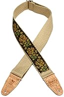 Levy?s 2 Inch Hemp ?Vegan? Guitar Strap With Printed Rosa Motif In Yellow ,Orange And Black On Natural Hemp Webbing With 2-Ply Cork Ends. Hemp strap features a 2.5" tall pocket on the inside for easy access storage. 2-ply natural cork ends support th...
