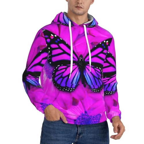 Sweat à capuche homme en polaire contre le froid quotidien vêtement imprimé violet confortable