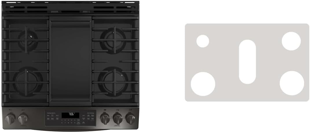 Custom Fit Reusable Burner Liner for General Electric GE Gas Range Stove Protect Your Stovetop with this Splatter Guard Cover in Silver - JGBS66REKSS