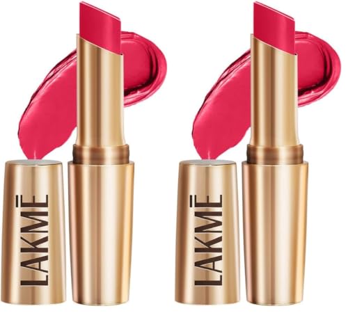 Image of Lakme Powerplay Priming Matte Lipstick, Smooth Matte Finish, Lightweight Lipstick, Smudgeproof, Lasts 16hrs, Hydrates Lips, Scarlet Surge, 3.6g (Pack of 2)