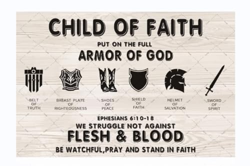 Cusde Panneau chrétien en métal avec citation « Put on the Full Armor of God » - Éphésiens 6:10-18 - Citations de motivation rétro - Décoration murale vintage - Cadeau pour la maison, la chambre, le