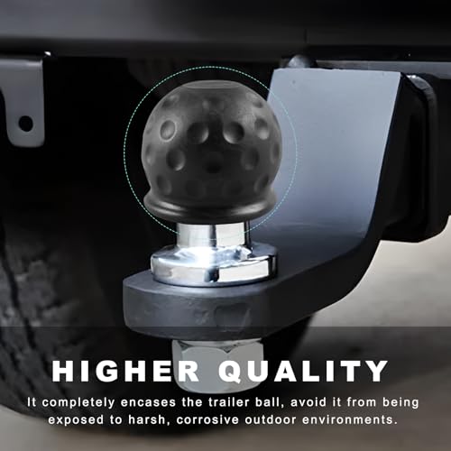 YTFRL 2 PCS Trailer Ball Cover, 2 Inch ID Rubber Towball Protector Trailer Hitch Protective Caps, Heavy Duty Waterproof Tow Ball Protector Replacement for Truck RV Boat Caravan (Black) - Thumbnail 5