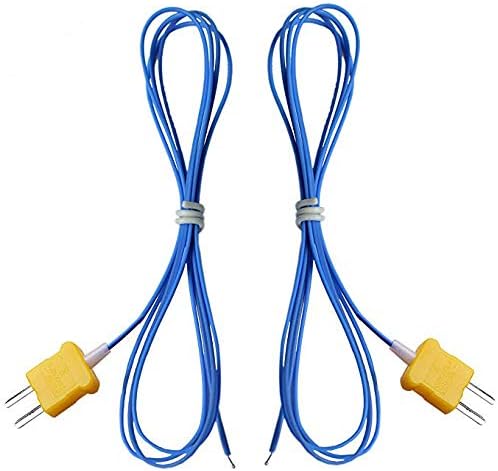 K Type Thermocouple Wire Probe -40 to 482°F (-40 to 250°C), 3.3Ft (2 PCS)