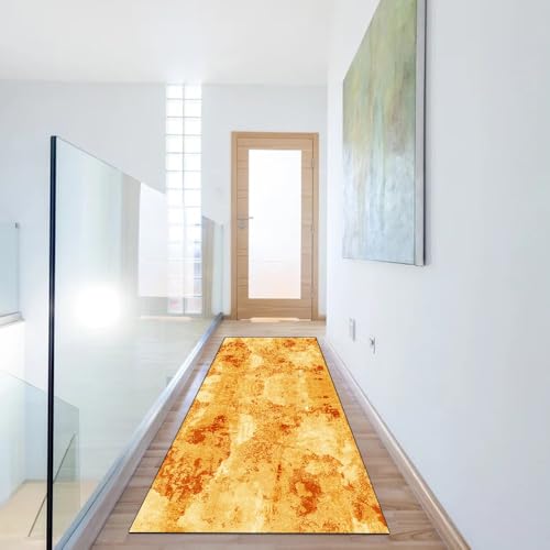 Alfombra de pasillo naranja 40x350 cm lavable abstracta moderna 6