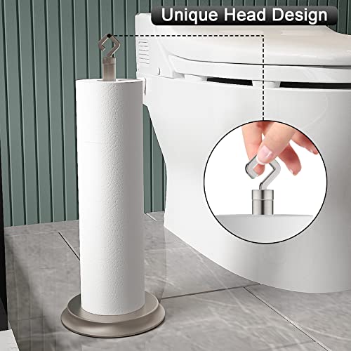 Kasunto Toilet Paper Holder For Bathroom, Metal Free Standing Toilet Paper Storage With Rustproof, Tissue Paper Roll Stand For Bathroom Accessories (Brushed Nickel) #TOP5