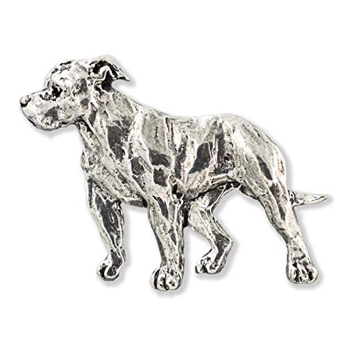 Pitt Bull Pin, Full Body, Pewter, D436F, 1 3/4 Inches, Handmade in the USA, Cute, Gift, Realistic Pittbull Pin, Metal, Lapel Pins, Hat Pin, Brooch, Over 90 Dog Breeds Available