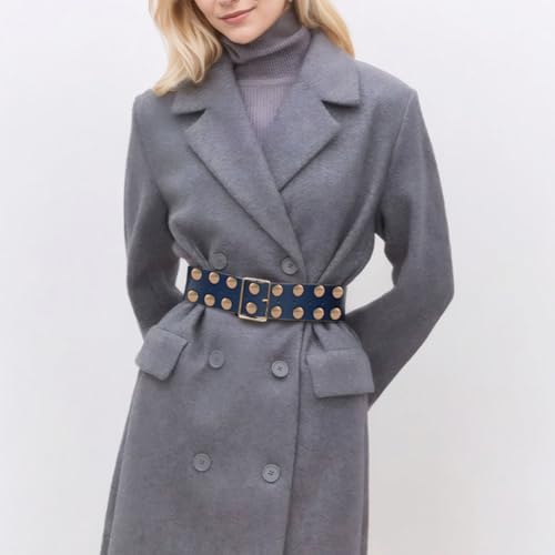 Fashion Women Wide Faux Leather Punk Circle Studded Waist Belt Ladies with Pin Buckle2