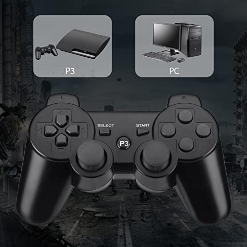 PS3 Controllers,Powerextra Replacement PS3 Wireless Controller,Compatible for PS3/PS3 Pro/PC/Phone/Ipad,Black Playstation 3 Controller