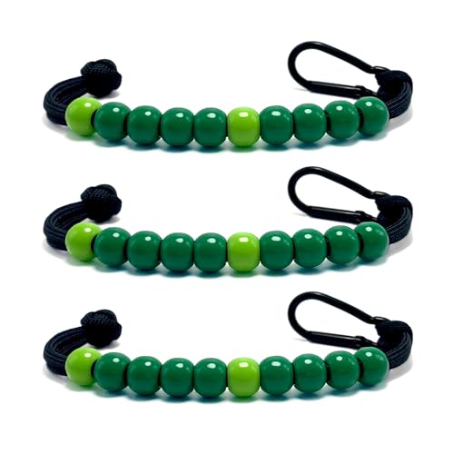 LAMIBEE Pack 3pcs, Golf Beads Count Stroke Score Counter, Durable 550 lbs Paracord String with 10 Beads, Easy Scorekeeping, Hand-Braided with Clip (Pack 3pcs - Green Color)