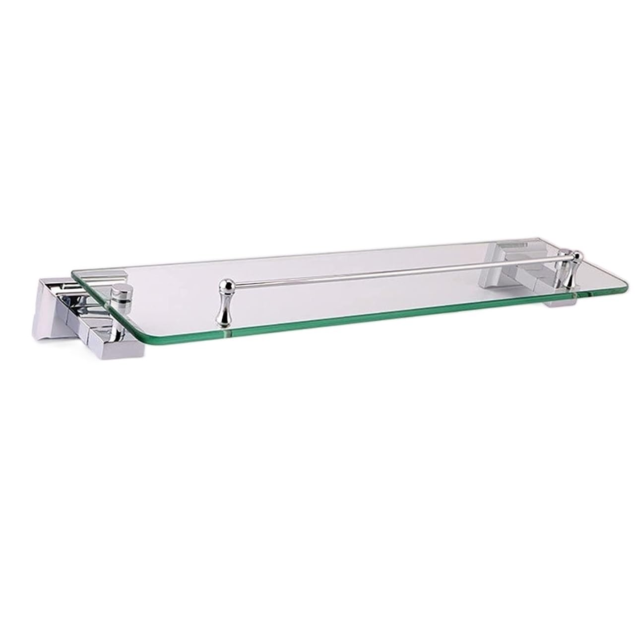 RUVOO Shower Shelf Shower Caddy Shelf Shower Rack Rectangular Glass Shower Organizer Storage Shelf Wall Mount Alloy Chrome