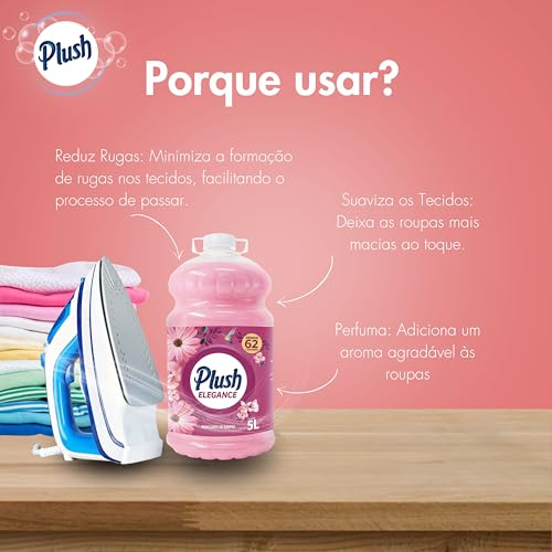 Amaciante de Roupas e Tecidos, Elegance, Plush, 5 Litros, Rosa