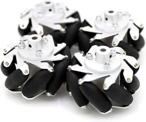 4ピース/セット60mm金属メカナムホイールオンアードゥーノラズベリーPI DIY.ロボットカーは水平に移動します メカナムホイール 用(サイズ：6mmモーターシャフト用)