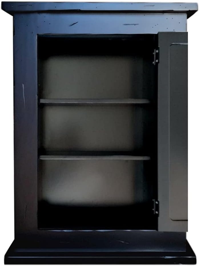 D&E Wood Primitive Rustic Mission Medicine Cabinet/Black Finish, 20W x 27H x 6D inches