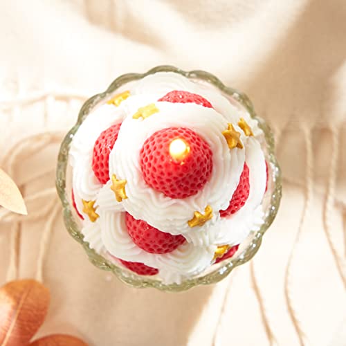 Okeylia Candle Gifts For Women Food Candles Ice Cream Candle Soy Wax Strawberry Cream Scented Cute Candle #TOP4