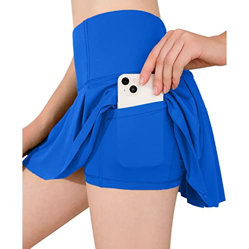 Husnainna Tennis Skirt For Women Girls Mini High Waisted Pleated Golf Skirt With Shorts Athletic Running 056Hmn-Blue/Bs #TOP4