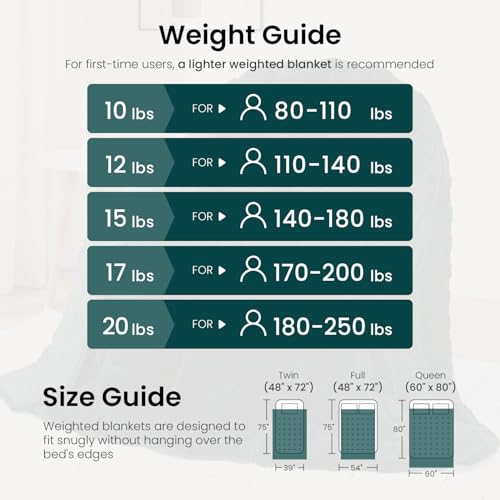 Image of Drewin Weighted Blanket for Adults Queen Size 15 lbs, Soft Fuzzy Jacquard Sherpa Weighted Blankets for Sleeping, Cozy Sofa Bed Blanket for Winter, Dark Green, 60 x 80 inches
