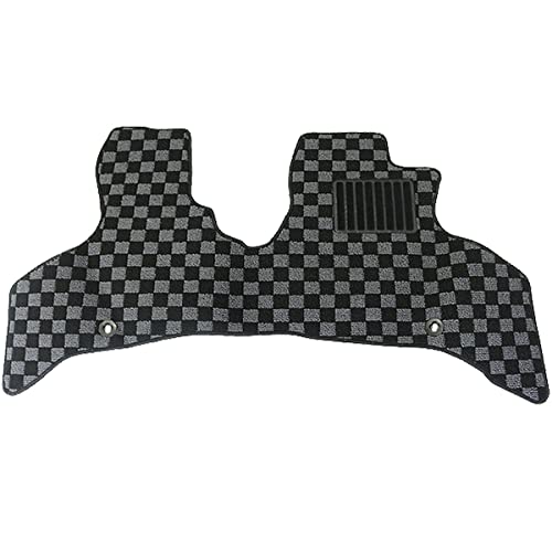 ハイゼットカーゴ/アトレー S700V S710V 前席 インテリア フロアマット 1P ブラック/グレー チェック柄 運転席 助手席 内装 カスタム 軽トラ 軽バン パーツ