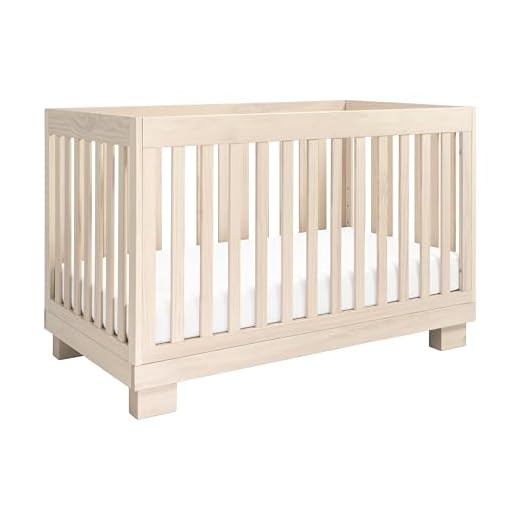 Babyletto Modo 3-in-1 Baby Crib Convertible to Toddler Bed & Daybed - Includes Toddler Conversion Kit - GREENGUARD Gold Certified - 100% Solid Wood Crib for Baby, 4 Adjustable Heights - Washed Natural