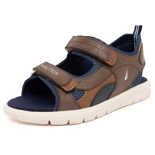 Image of Nautica Toddler Boys Sport Sandals - Lightweight Athletic Open-Toe Summer Shoes with Dual Adjustable Hook and Loop Straps for Outdoor Play, Beach, and Water
