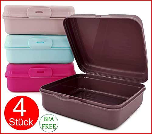 Foto von My-goodbuy24 Butterbrotdose Brotdose | 4er Set | Lunchbox für Kinder & Erwachsene - Perfekt für Schule, Büro, Arbeit oder Kindergarten - BPA Free - Spülmaschinengeeignet