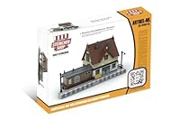 Steinchenshop Modularer Kleinstadt Bahnhof Steindorf – 1.963 Klemmbausteine – 48 x 24 x 27,5 cm – detailreiches City Zubehör – mit bedruckten Steinen – kompatibel mit gängigen Bausteinsystemen
