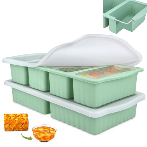 Silicone Soup Freezer Tray 2 Pack 250ML Large Soup Containers for Freezing Microwavable Dishwasher Soup Cubes Freezer Moulds with Lid for Meal Prep Sauce Broth Food Extra Large Ice Cubes