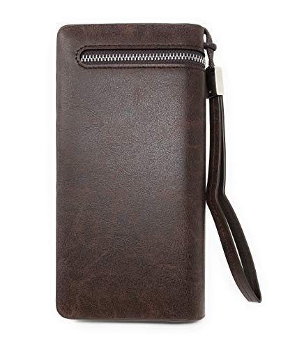 Premium Men's Bifold Long Check Book Wallet (Coffee)2