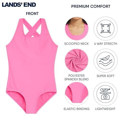 Image of Lands' End Girls' UPF 50+ Stretch Crisscross Back One Piece Swimsuit