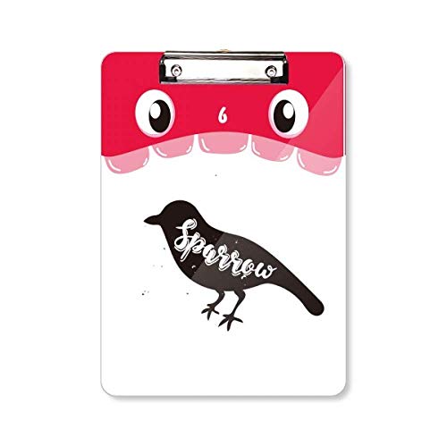 Porte-bloc A4 moineau noir et blanc avec pince bouche d'animal pour bureau