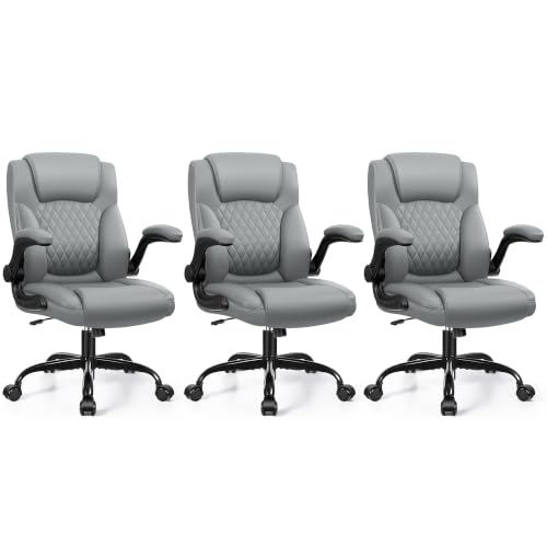 Image of Leather Office Chair, PU Home Computer Desk Chairs with Ergonomic Back Support, 360Swivel Free,Small Gaming Chair with Wheels and Adjustable Armrests, for Short People Use