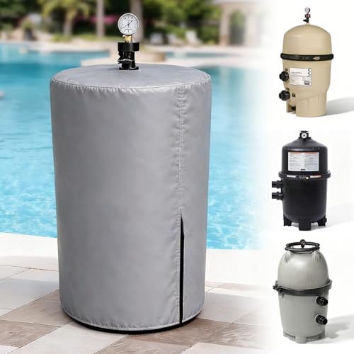 Lazenta Universal Pool Filter Cover Fits for Inground & Above Ground Pool Cartridge & D.E. Filters UV-Resistant Waterproof Pool Equipment Cover All-Season Outdoor Protection