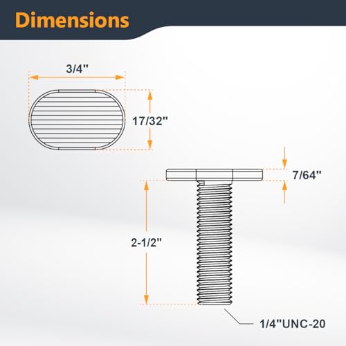 Image of POWERTEC 1 /4 inch-20 T Track Bolts 20 Pack for T Track, 2-1 /2 Inch Long T Slot Bolts for Universal T Track, T Track Accessories for Woodworking Jigs and Fixtures (QTB1005)