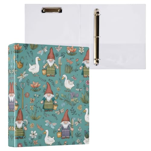 リングファイル ルーズリーフ バインダー a4 アヒル 精霊 鴨 ノーム Dリング 3穴 200枚収納 クリップ&収納ポケット付き 書類整理 事務用品