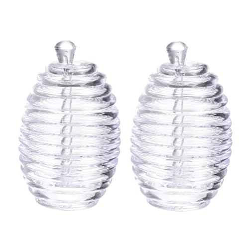 Mikinona 2pcs Honey Bottle Honey Storage Bottle Honey Jar with Dipper Juice Container Kitchen Storage Jars Sealed Jar Clear Container Sauce Container Small Honey Jars Jam Containers Acrylic
