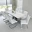 Gray Table + 8 White Chairs (Silver Leg)