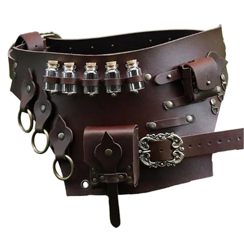 Pochette ceinture chevalier médiéval avec bouteille de potion en cuir réglable pour cosplay